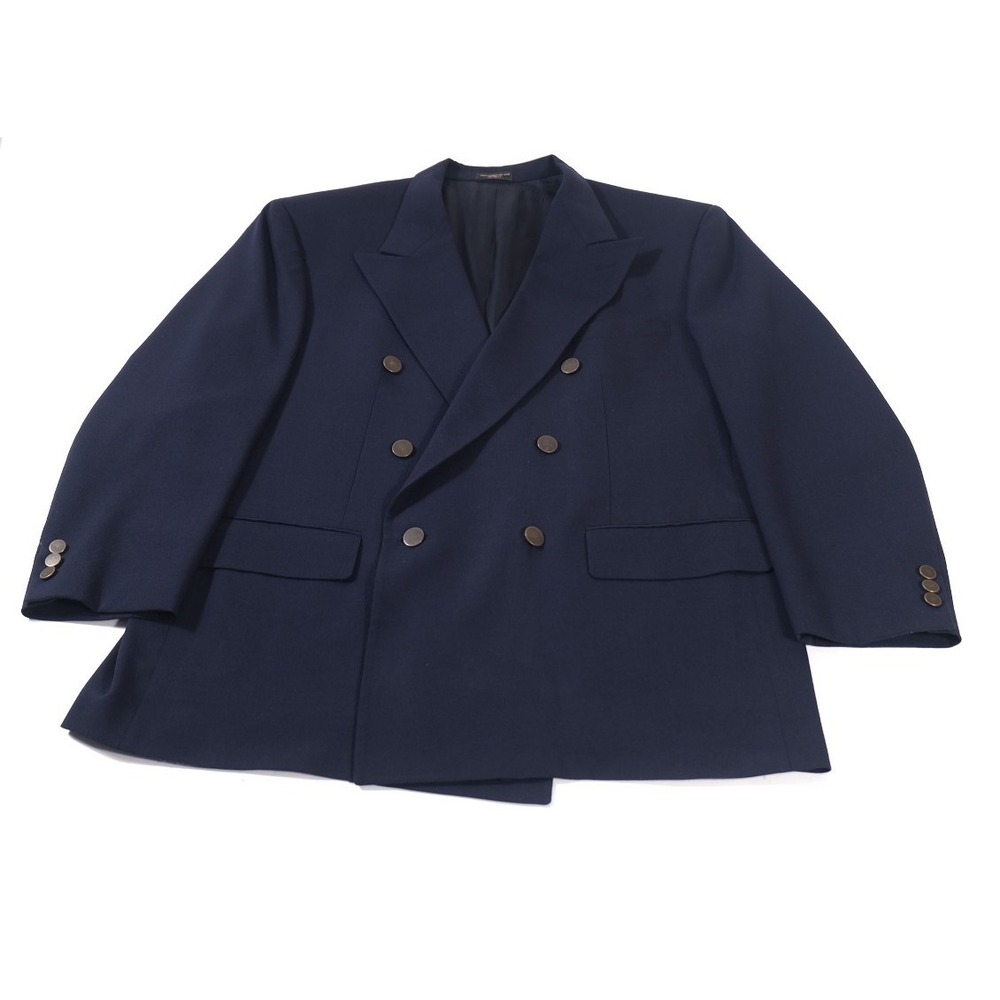 Mark Alexander Blazer Mens 44 Navy Blue Double Breasted Wool Sport Coat USA Made